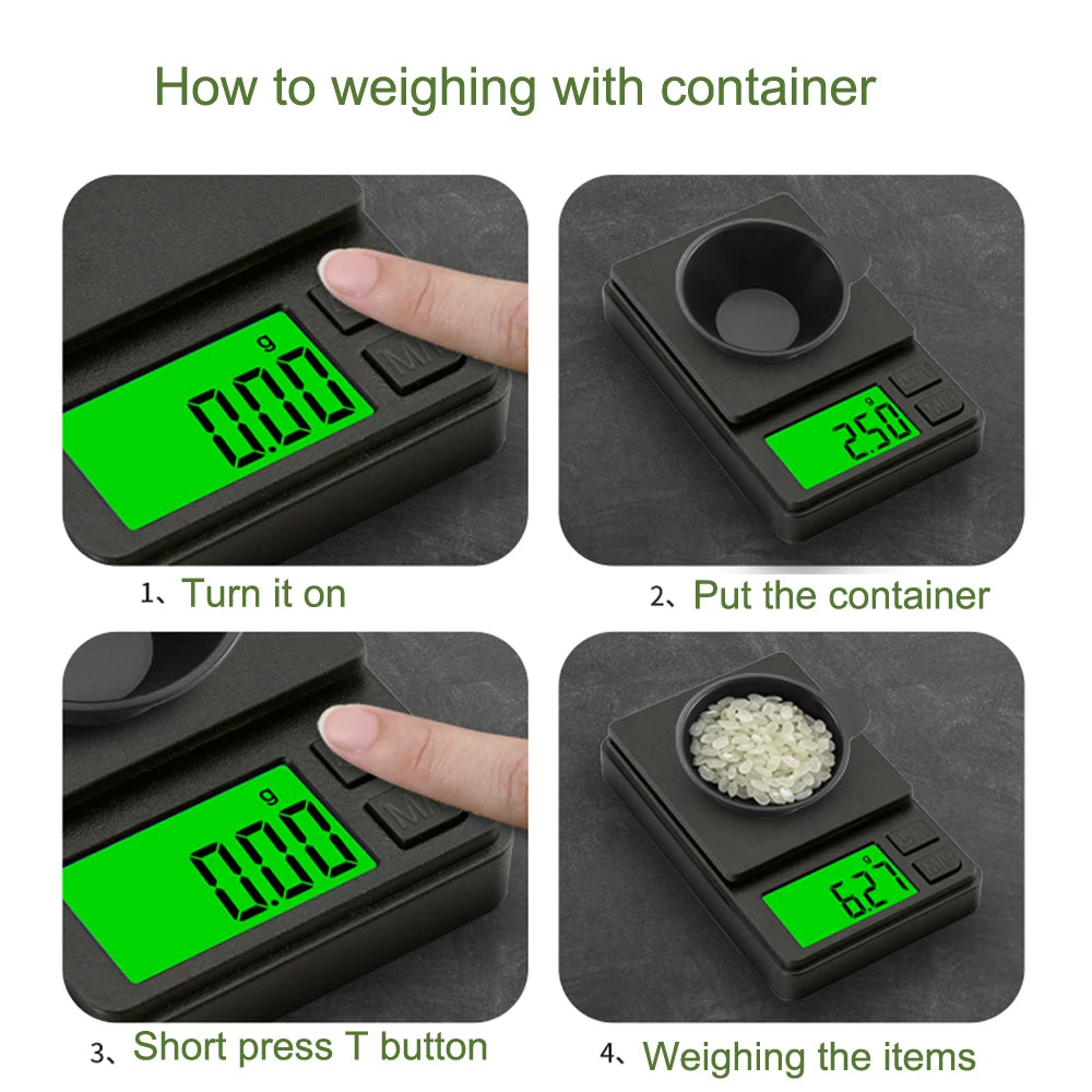 Mini Pocket Digital Scale 500g/0.01g | LCD Backlit | Food Jewelry Gold