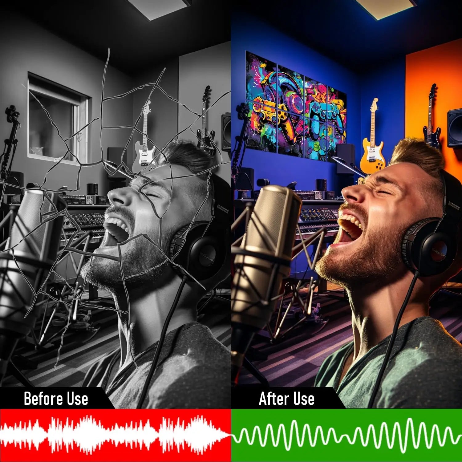 Acoustic Panels for Walls - Sound Proof Foam Tiles, Noise Reducing & Absorbing, Game Room Decor