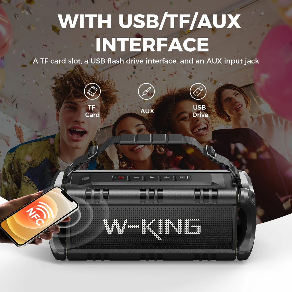 W-KING Bluetooth Speaker, 90W Peak 50W RMS IPX6 Waterproof Loud Speakers Bluetooth Wireless, Large Outdoor Portable Speaker