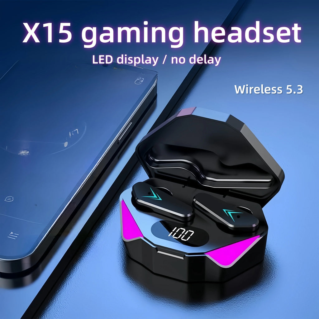 Auriculares TWS X15 Gaming | Pantalla LED | Bluetooth | Cancelación de Ruido | Mic | Gamer - Firu Total Sales