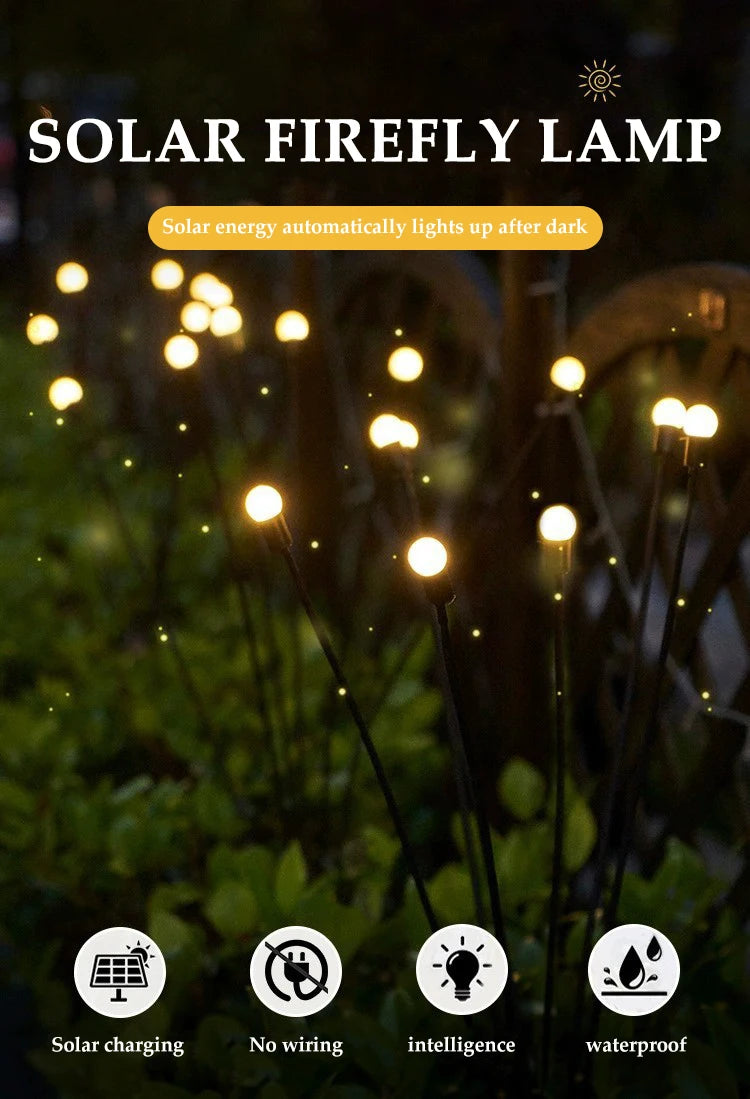 Solar Firefly Garden Light 10 LED | Waterproof Landscape Decoration | Outdoor Gardening
