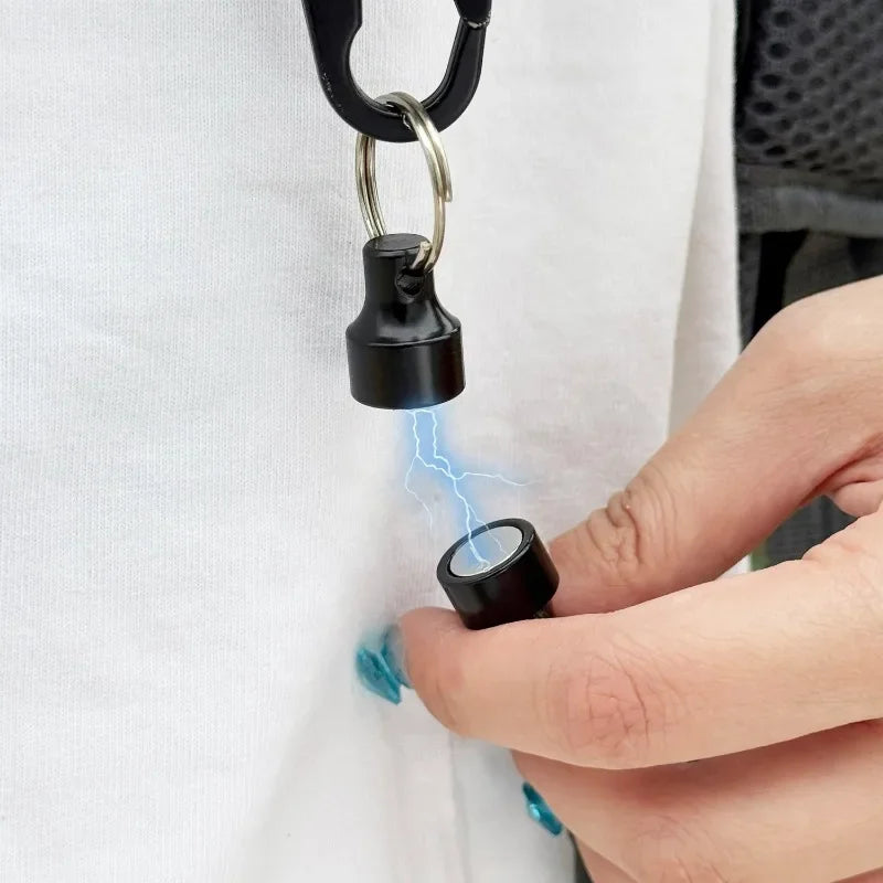 6/1Pairs Magnetic Mini Keychains Double Loops Hook Carbon Steel Anti-loss Car Keys Necklace Hanging Holders Magnets Storage Tool