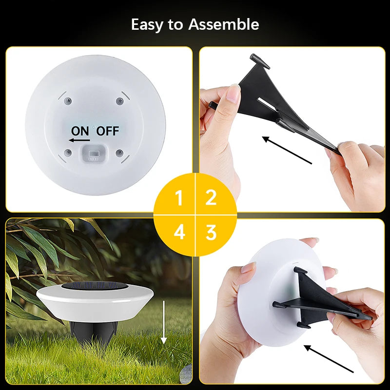 1/4PCS Solar Outdoor Lights 14LED Waterproof Lawn Lamp,360° Floor Lighting  for Garden Yard Driveway Patio Camping Summer Decor