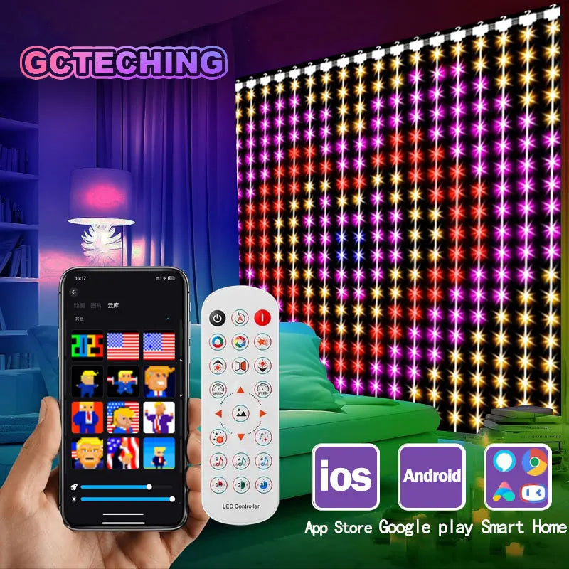Luces Cortina LED 400 RGB GCTECHING | App Control | Sincronización Musical | Navidad y Exterior - Firu Total Sales