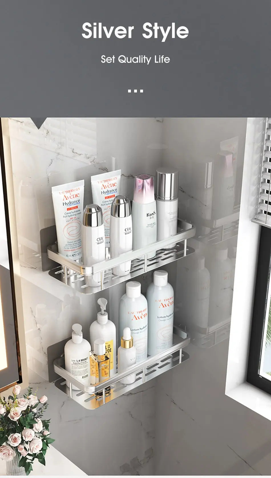 Bathroom Storage Rack No Drill Shelves Wall Mount Corner Shelf Shower Holder For WC Shampoo Organizer Bathroom Accessories