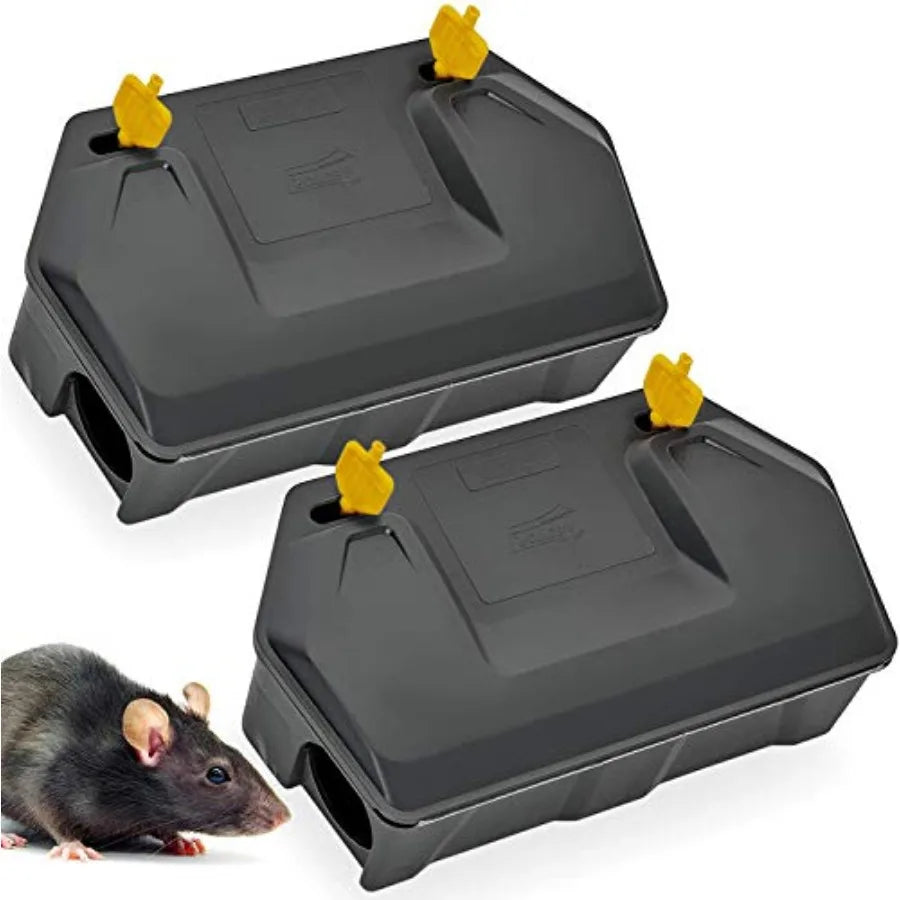 Rat Bait Station Outdoor Rodent Trap with Key Eliminates Rats Fast Keeps and Pets Safe Ideal for Indoor and Outdoor Use 2 Pack