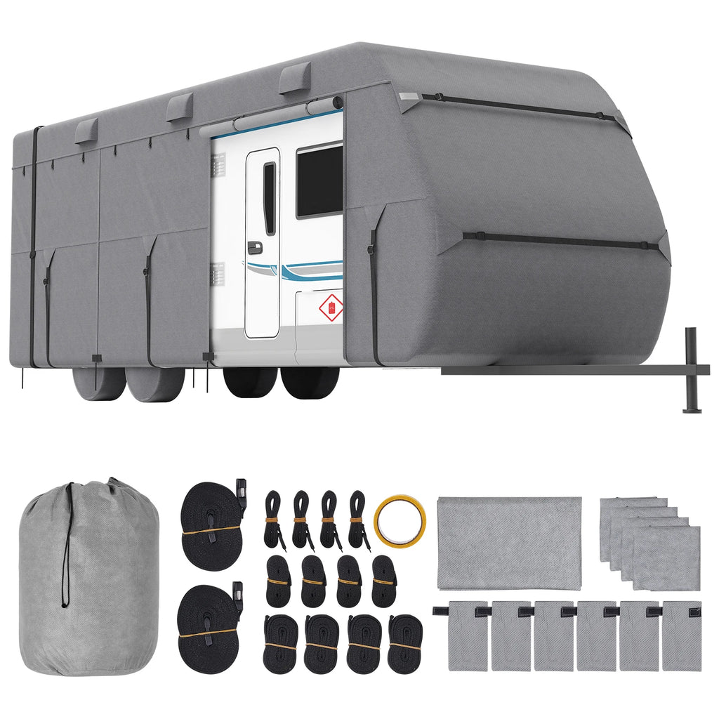 VEVOR Travel Trailer Cover 18-40FT RV Cover 4-Layer Non-Woven Fabric Camper Cover Waterproof Windproof Rip-Stop Class A RV Cover