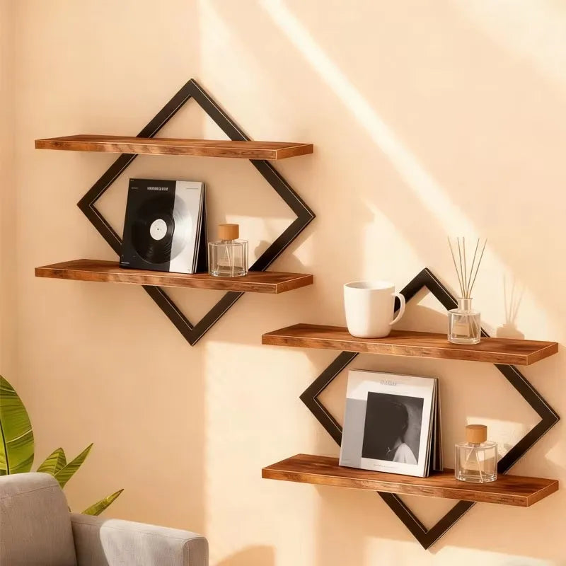 2pcs Floating rack, one set of two wall mounted racks, four-layer suspended racks, one set of two wall mounted racks