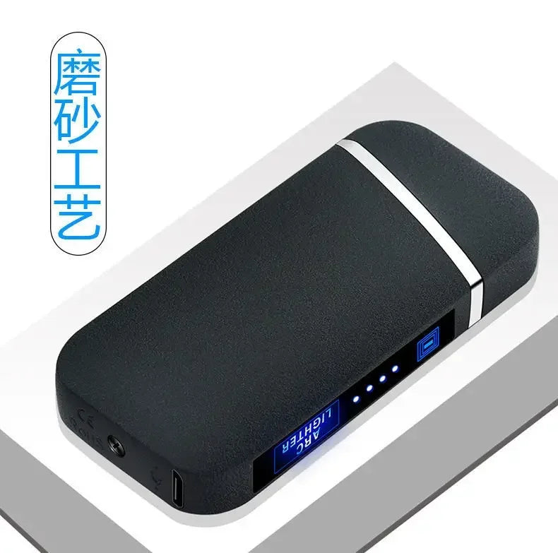 Smart Windproof Flameless Plasma Lighter | Double Arc USB Rechargeable | LED Power Display Touch | Metal Body