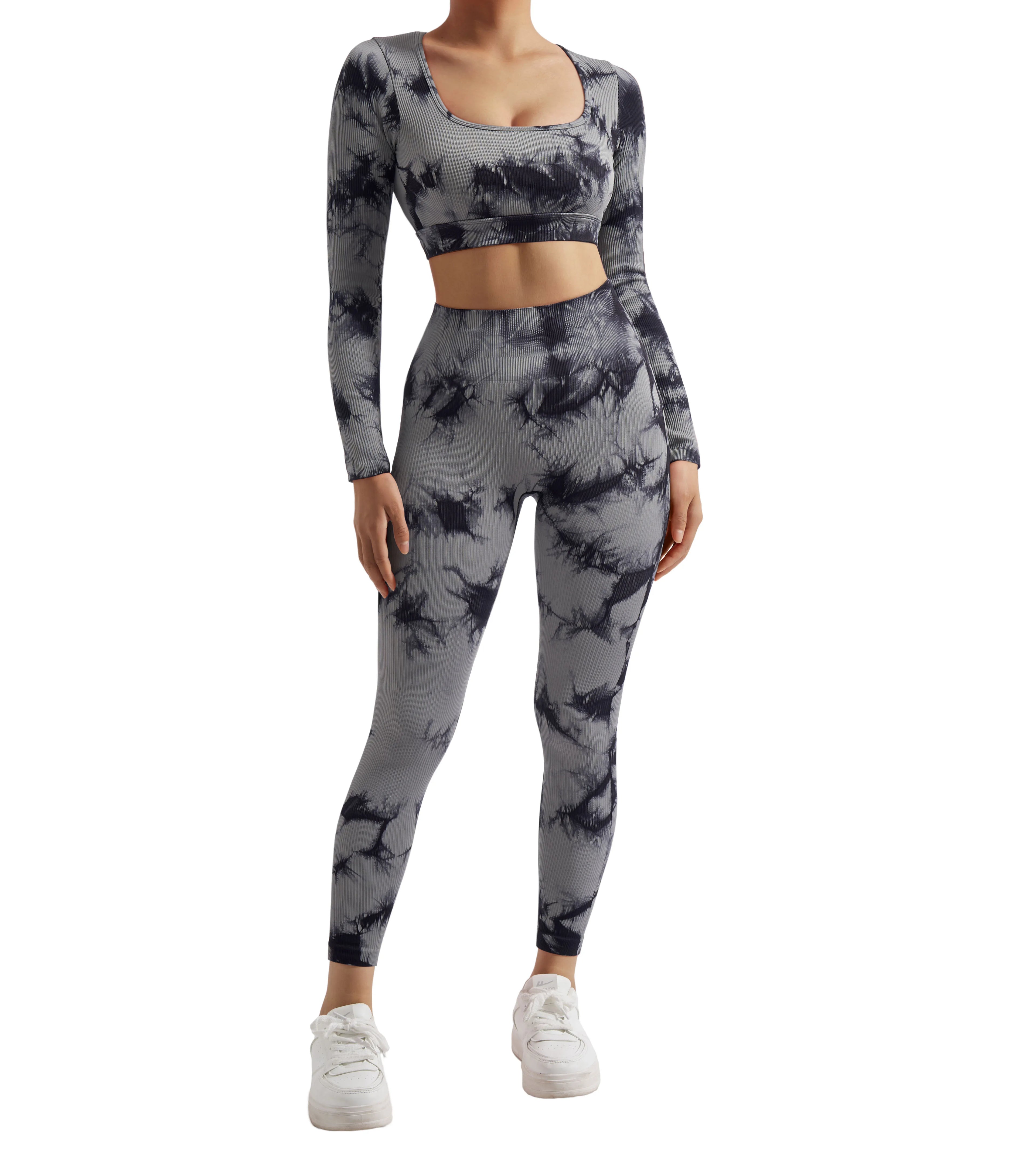 2PCS Yoga Suit Women Sports Set Quick-Drying Gym Set Tracksuit Running Workout Long Sleeve Sports Shirt Yoga Set Yoga Clothing