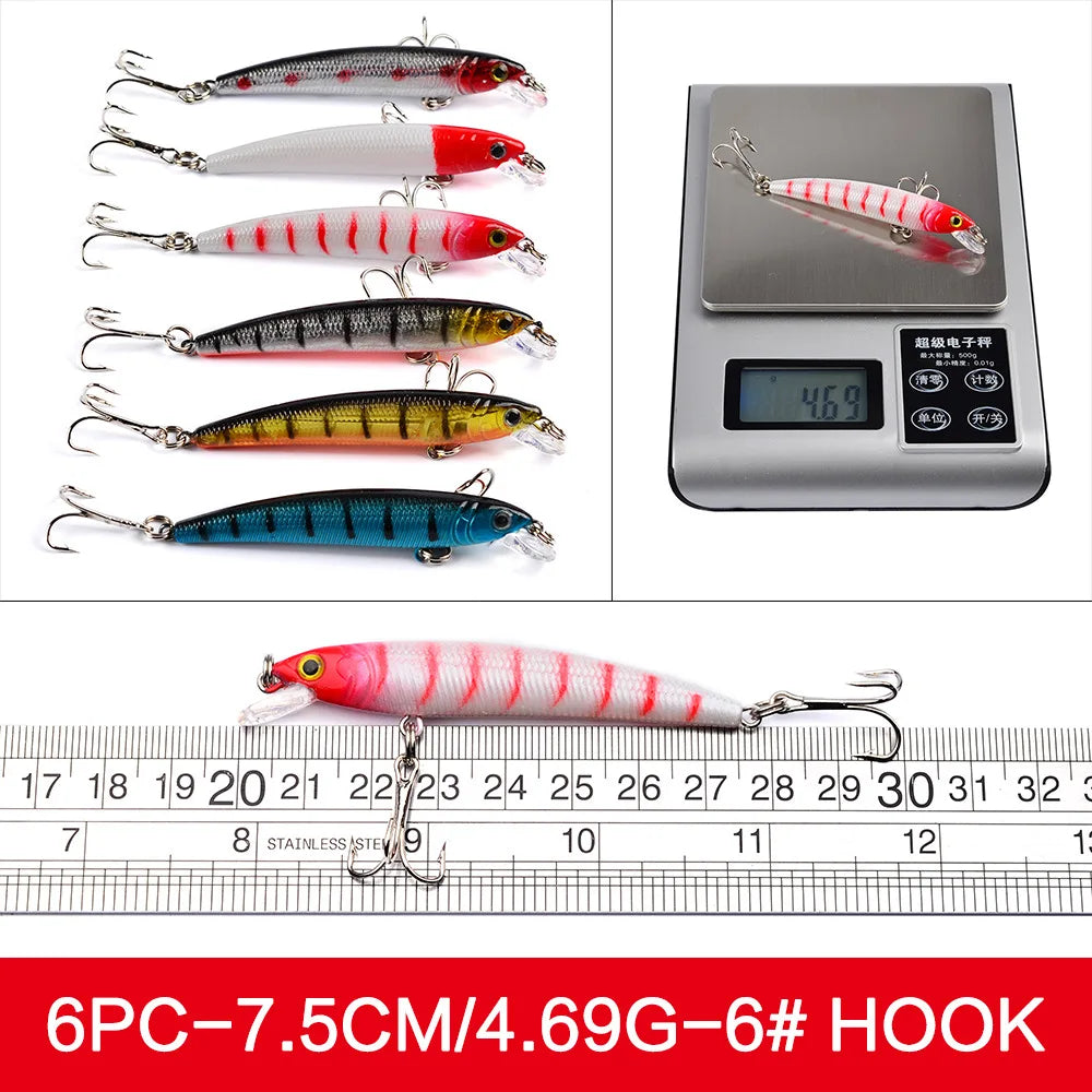 Set Múltiple Señuelos Ruia | Minnow Biónico | Crankbait Hundimiento | Bass | Wobbler con Anzuelos Triples - Firu Total Sales