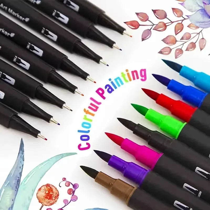 Double-ended watercolor marker set - for painting and handicrafts, durable plastic pen body, Christmas gift