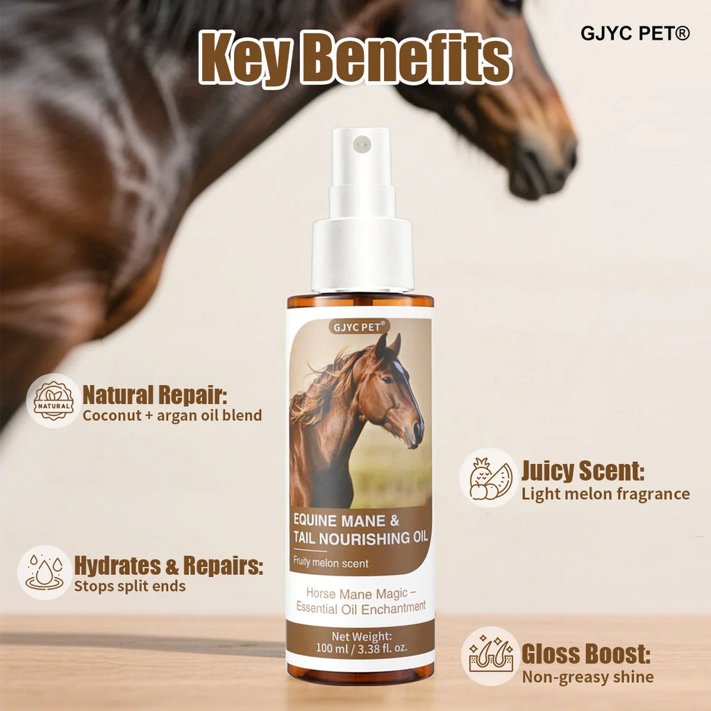 Aceite para Crin y Cola de Caballo 100ml | Brillo y Nutrición | Ingredientes Naturales 🐎