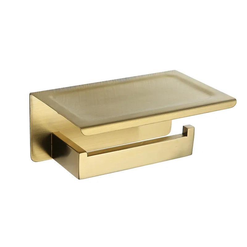 Brushed GoldBathroom Hardware Set Kit Accessories Wall Shelf Towel Bar Rack Rail Robe Hanger Toilet Brush Roll Paper Holder Dish