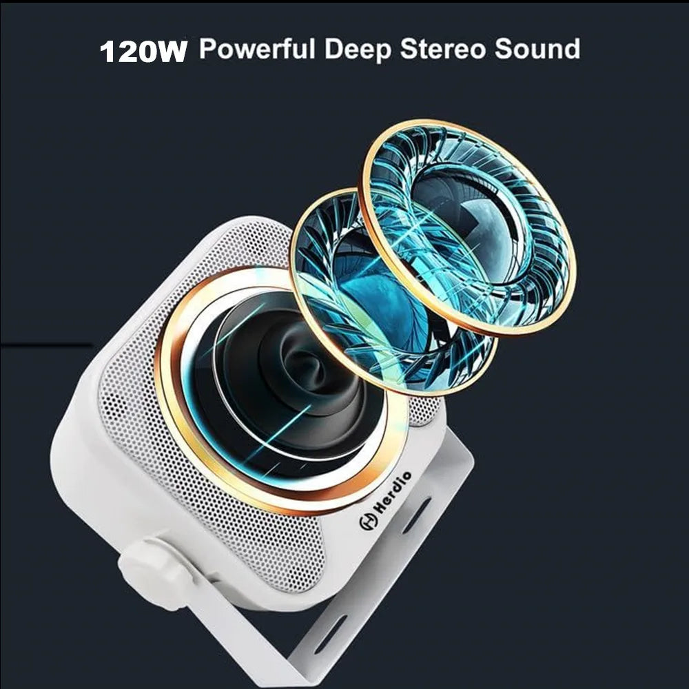 Herdio 4'' Bluetooth Marine Speakers 100W Heavy Duty Waterproof- Surface Mounted for Camper ATV UTV RZR Golf Cart Boat