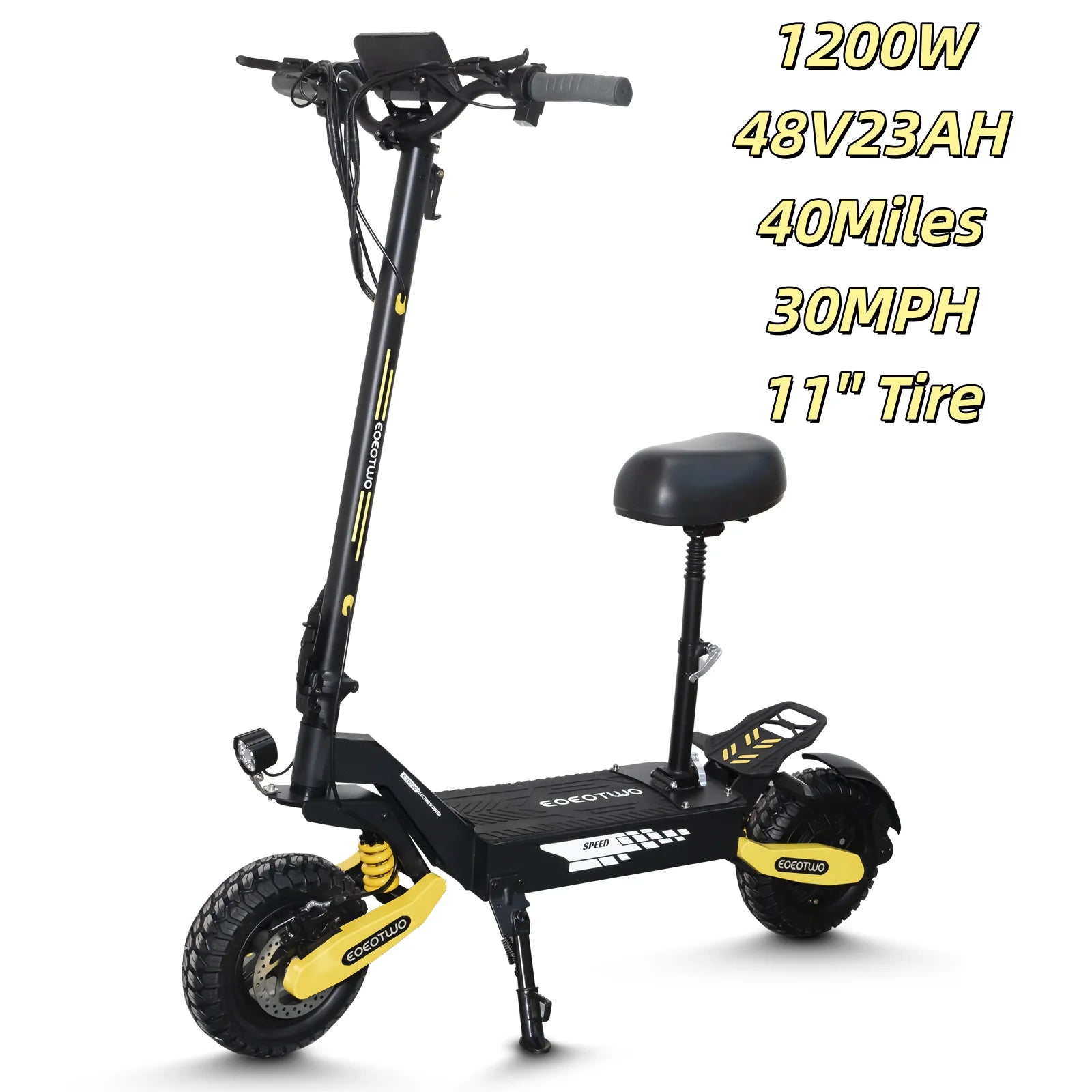 Scooter Eléctrico Off-Road 1200W 48V | 30MPH | Llanta 11" Sin Cámara | Plegable 🛥️