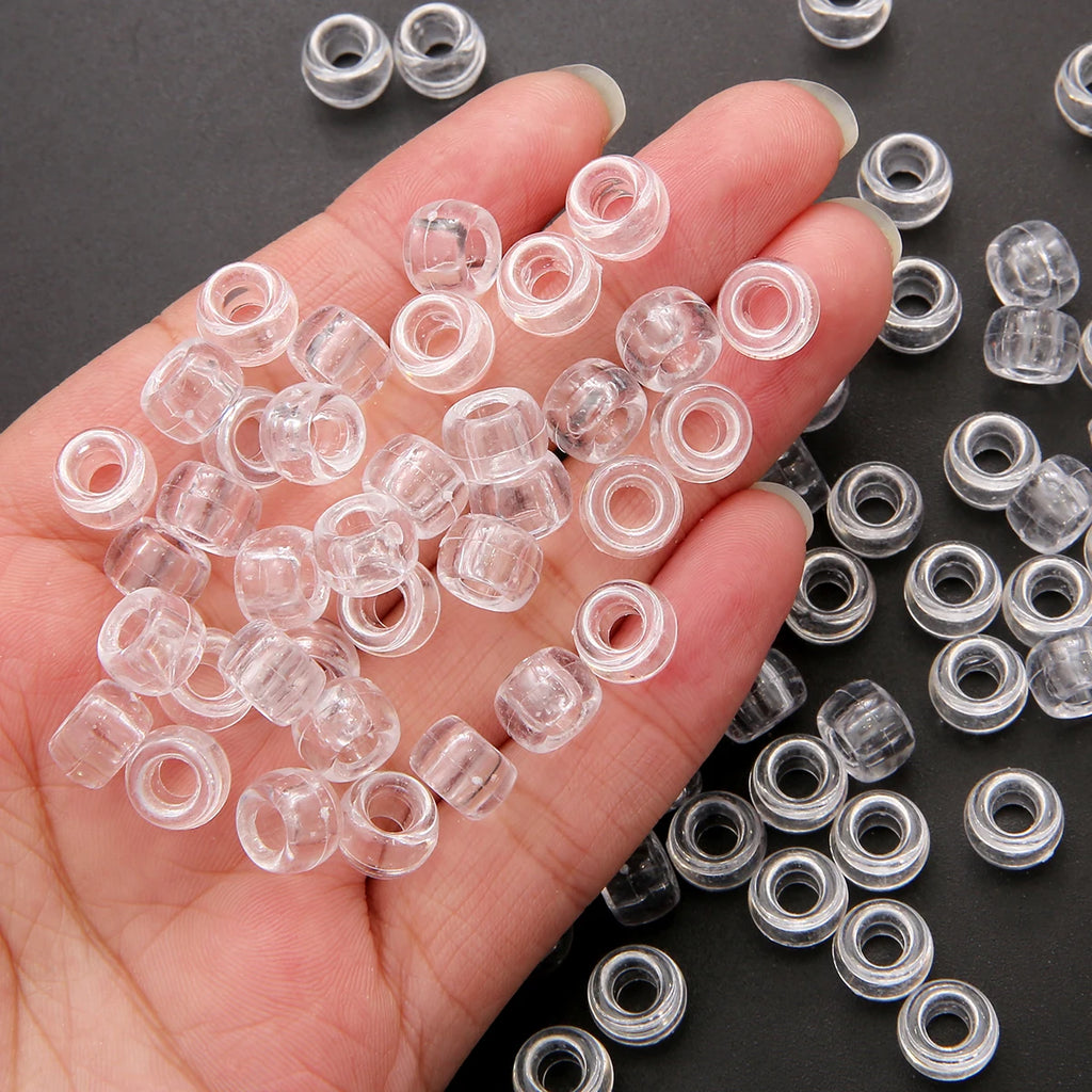 50Pcs 100Pcs Transparent 4mm Big Hole Dreadlock Beads for Jumbo Braids Dreadlock Resin Clear For Hair Accessories Styling Tool
