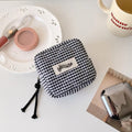 Ins Style Plaid Mini Coin Purse Portable Cosmetic Storage Bag Lady's Lipstick Bag and Card Holder Kawaii Tofu Pillow Bag