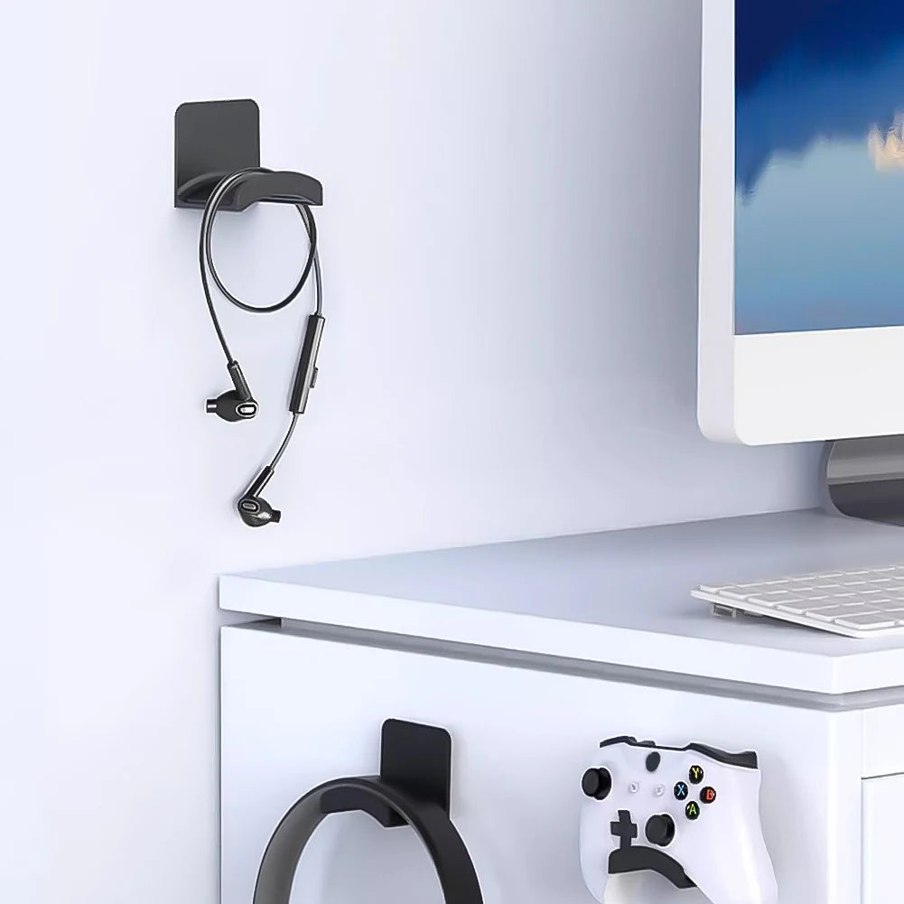 1-5PCS Universal Headphone Stand Adhensive Plastic Wall Mount Hanger Under Desk Headset Rack Holder Support for Gaming Earphone