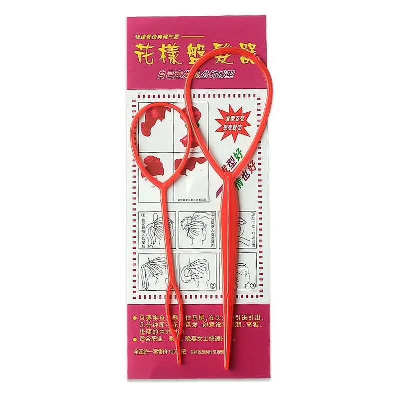 Popular 1SET Ponytail Creator Plastic Loop Styling Tools Pony Topsy Tail Clip Hair Braid Maker Styling Tool For Women Girl