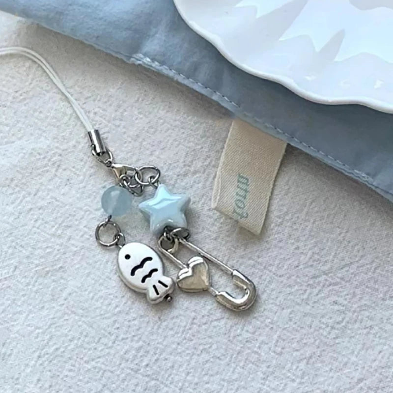 Summer Small Fish Star Charm Keychain Phone Lanyard Keyring Bag Pendant Accessory Aesthetic Y2k Jewelry