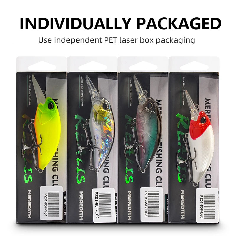 MEREDITH M65 Crankbait Flotante | 14g | 11 Colores | Profundidad 2-2.5m | Bass | Wobbler Profesional - Firu Total Sales