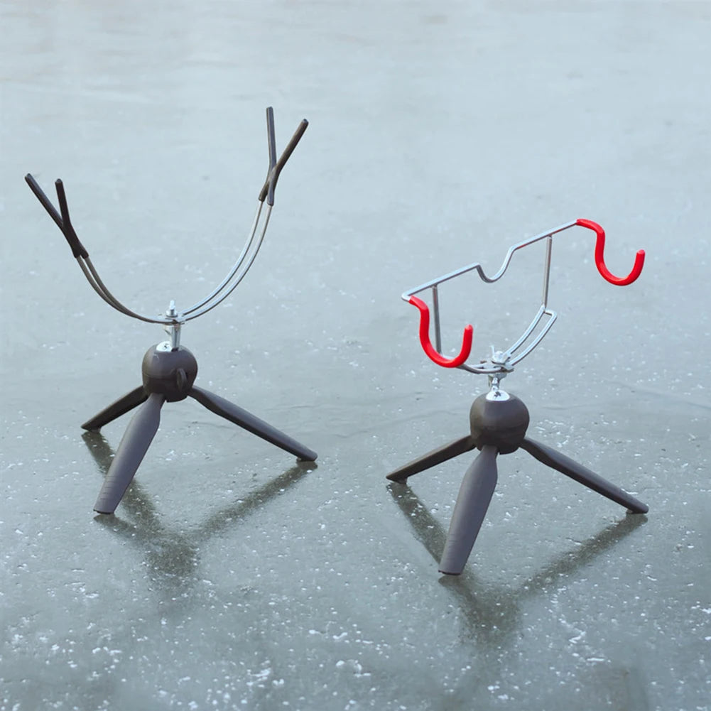 Portable Ice Fishing Rod Holder Adjustable Angle Double-Head Fish Pole Holder Metal Folding Rod Holder for Winter Sea Fishing