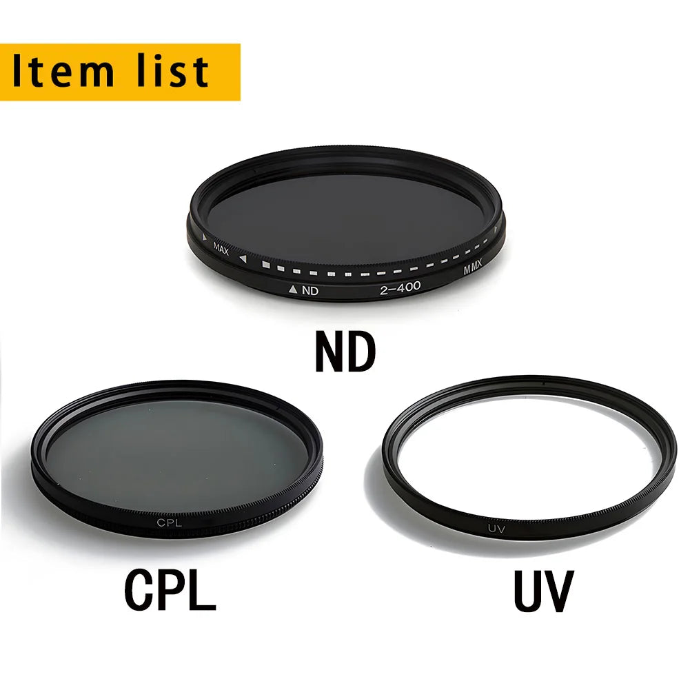 Variable ND Filter for Camera Adjustable Neutral Density Lens Filter (ND2-ND400) - 37 40.5 43 46 49 52 55 58 62 67 72 77 82 mm