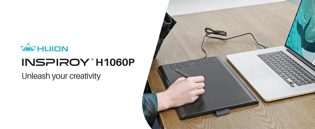 Tableta Gráfica HUION Inspiroy H1060P | 8192 Niveles Presión | Lápiz Sin Batería | 12 Teclas Personalizadas - Firu Total Sales