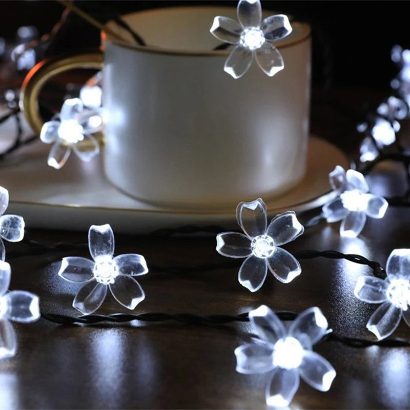 Solar Sakura Fairy String Lights | Cherry Blossom LED | Wedding Garden Christmas Outdoor