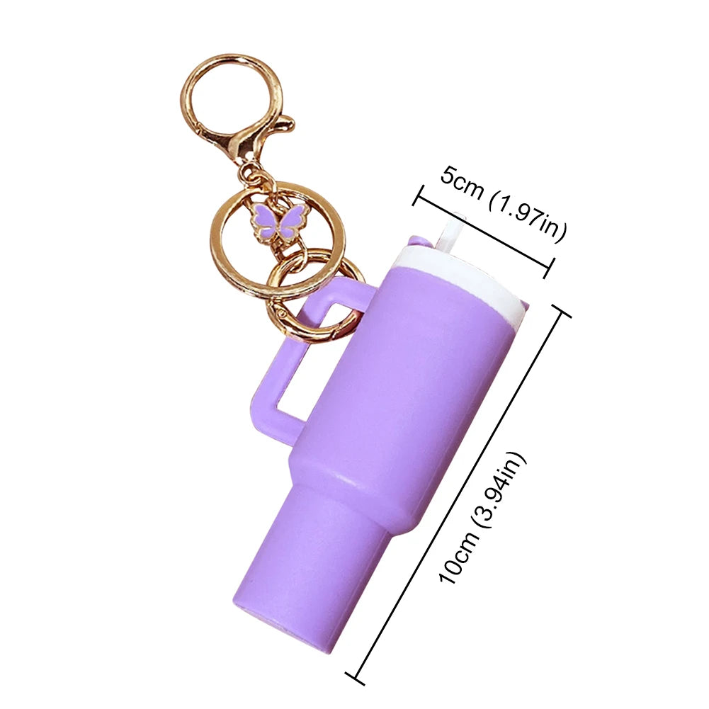 Mini Cup Keychain Lip Balm Keychain Cute Tumbler Key Ring Chapstick Holder Keychain Handbag Charms Key Ring for School Bag