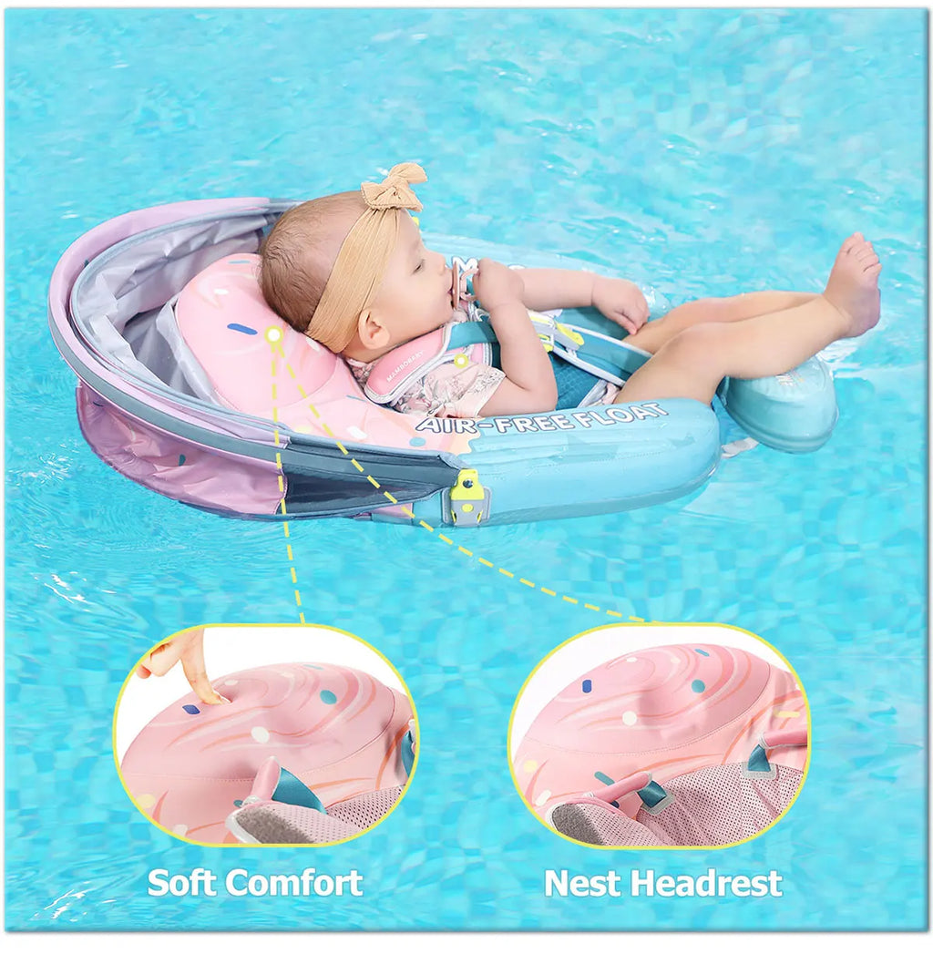 Mambobaby Float No-Slip Safe Harness ST-Cup Cake B503-150-W-Z  Safe Core No Inflation No Leaks Baby Swim Ring Toddler Pool Float