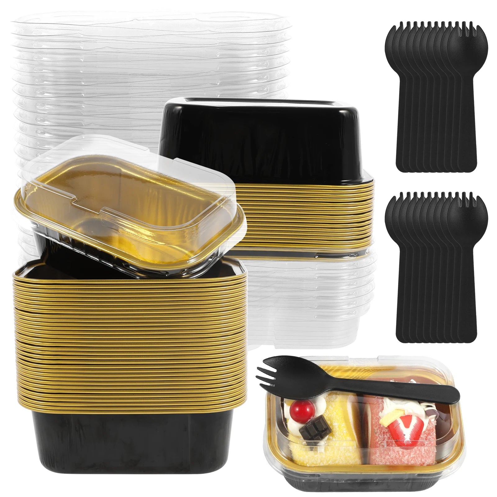 50/100pcs Moldes Mini de Aluminio con Tapa y Cuchara | Muffins y Chocolates 🍰