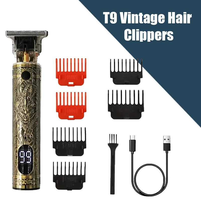 New！T9 Electric Hair Trimmer/Accessories | USB Professional Shaver | 0mm Bald Fade Cutting Machine Portable for Men Home Haircut - Firu Total Sales