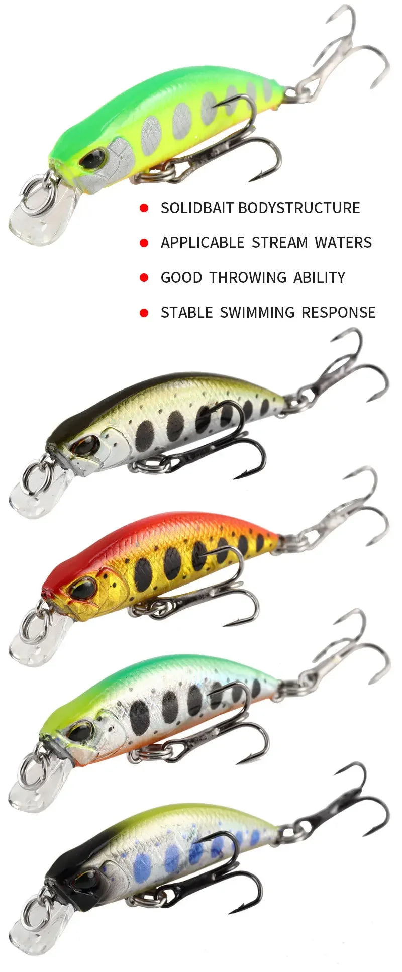 Mini Minnow Hundimiento DQ0009 | 38mm 3.2g | Jerkbait Wobbler | Trucha, Bass y Carpa | Lago y Río - Firu Total Sales