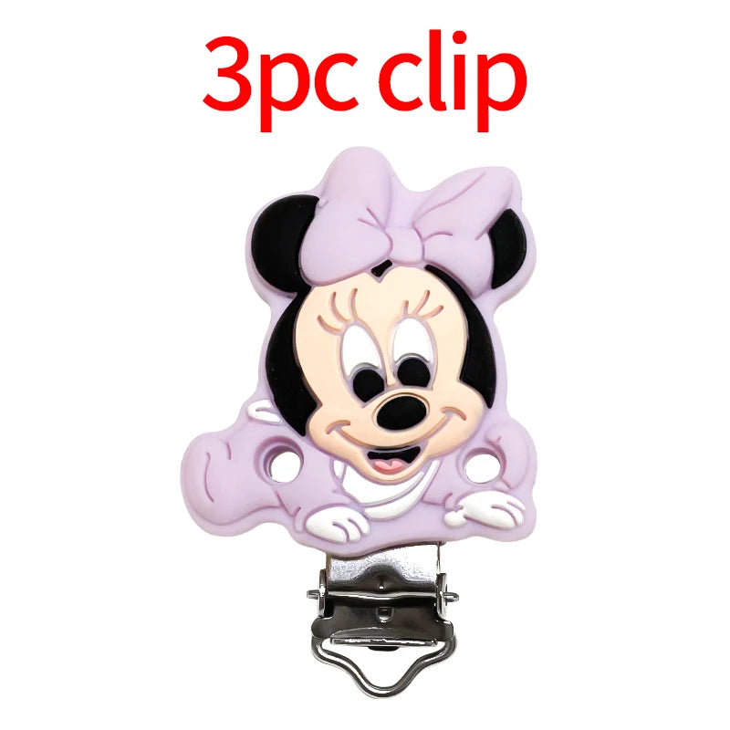 1/3/10pcs Silicone Mickey Teething Beads Food Grade Cartoon Shape Baby Teethers Toys DIY Pacifier Clips Chain Accessories