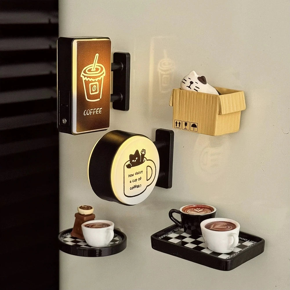 Mini Lightbox Fridge Magnet Coffee Japanese Creative Tourism Souvenir Magnetic Luminous Light Box Home Decoration Gift
