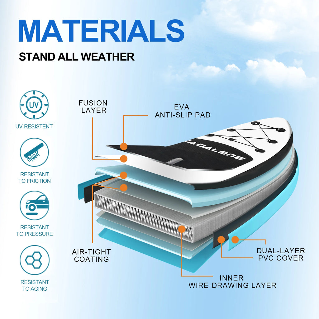 CADALENE Inflatable Stand Up Paddle Board with SUP Accessories, Anti-Slip EVA Deck 10' Inflatable Paddle Boards for Adults