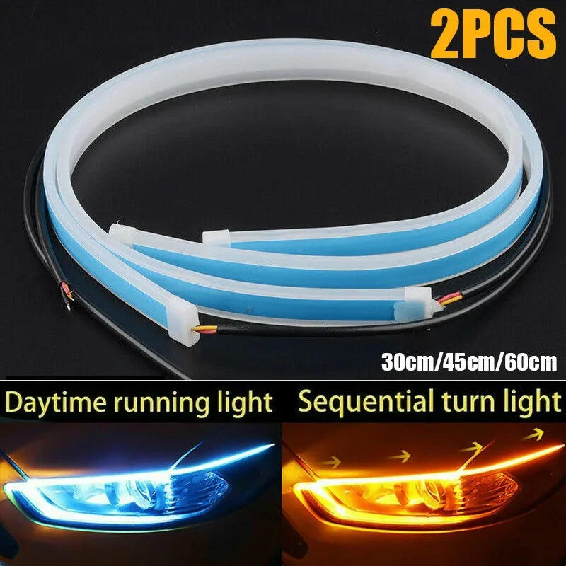 Par Tiras LED DRL 12V | Intermitente Secuencial Switchback | 30/45/60cm | Impermeable | Universal Auto