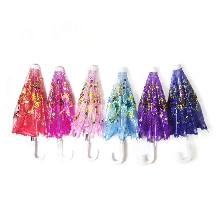 3 Pieces  Mini Lace Umbrella for Decor  Handmade Designer Embroidery Parasols Multicolored Vintage Boho Shining Umbrellas