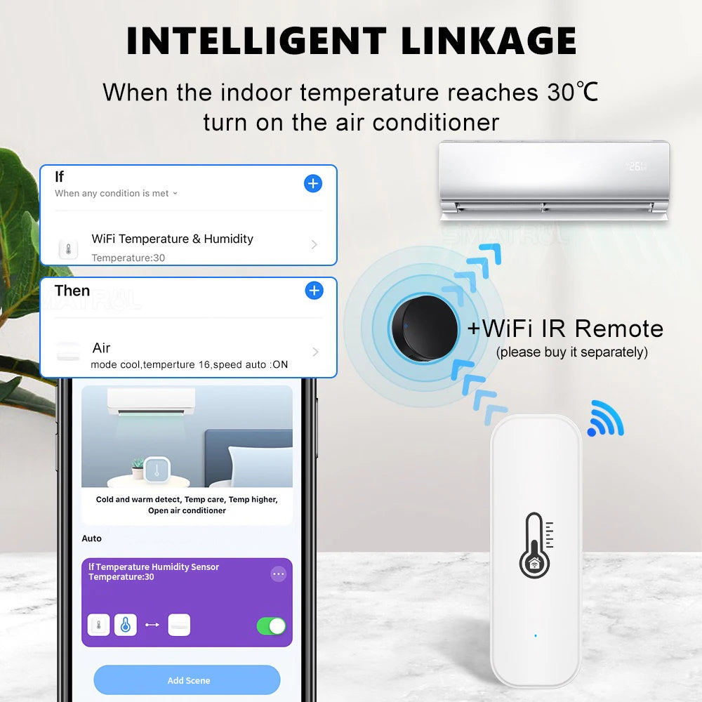 Tuya Zigbee or WiFi Temperature Humidity Sensor Home Connected Thermometer Compatible With Smart Life Alexa Google Assistant