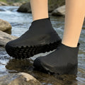 Black Latex Waterproof Shoe Covers - Heavy Duty Anti-Slip Rain Boots for Hiking, Cycling & Daily Use