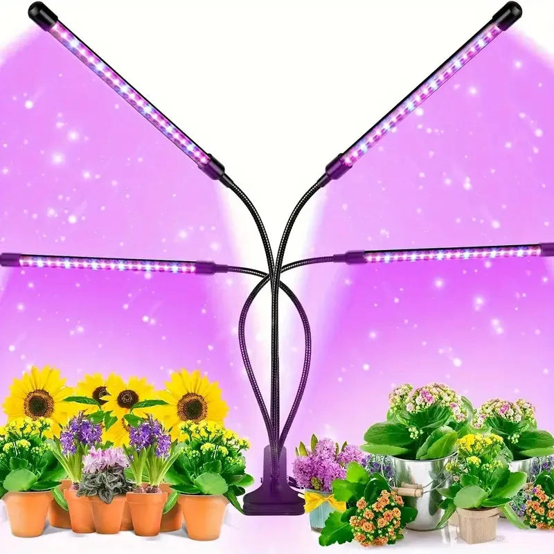 Lámpara LED de Crecimiento para Plantas con Clip | 3 Colores | 2/4 Cabezas | Interior - Firu Total Sales