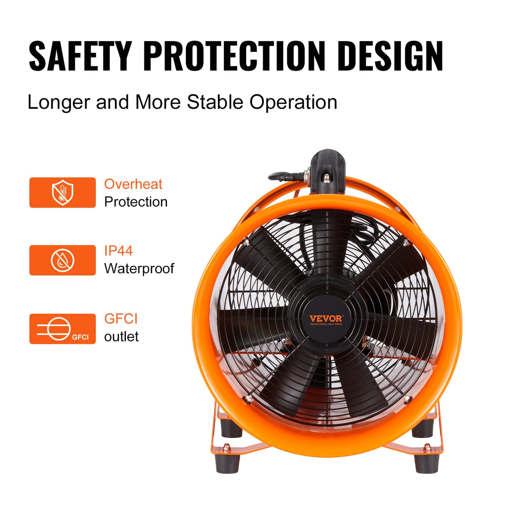 SucceBuy Exhaust Fan 10/12inch Industrial Ventilation Fan Exhaust Blower with 10M PVC Duct Hose Ventilator for Homeuse Warehouse