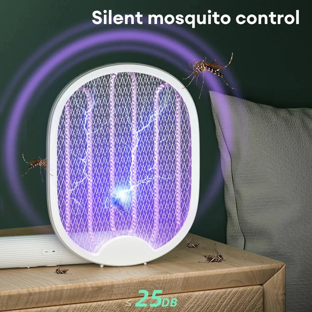 Raqueta Eléctrica Plegable 3000V UV | Recargable USB | Mata Mosquitos y Moscas | Hogar - Firu Total Sales
