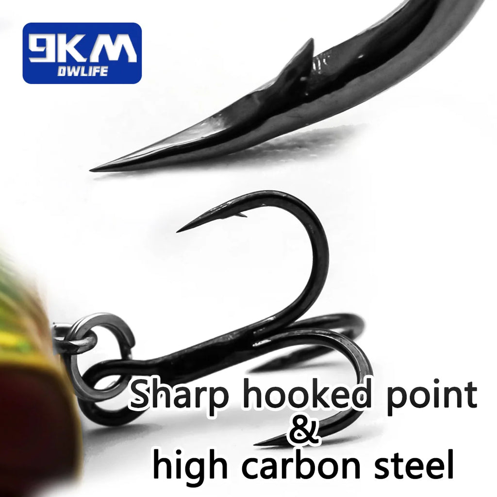 Popper Topwater 9KM DWLIFE | 7-9cm | Agua Salada | Bass, Lucio y Salmón | Anzuelos Triples | Ojos 3D - Firu Total Sales