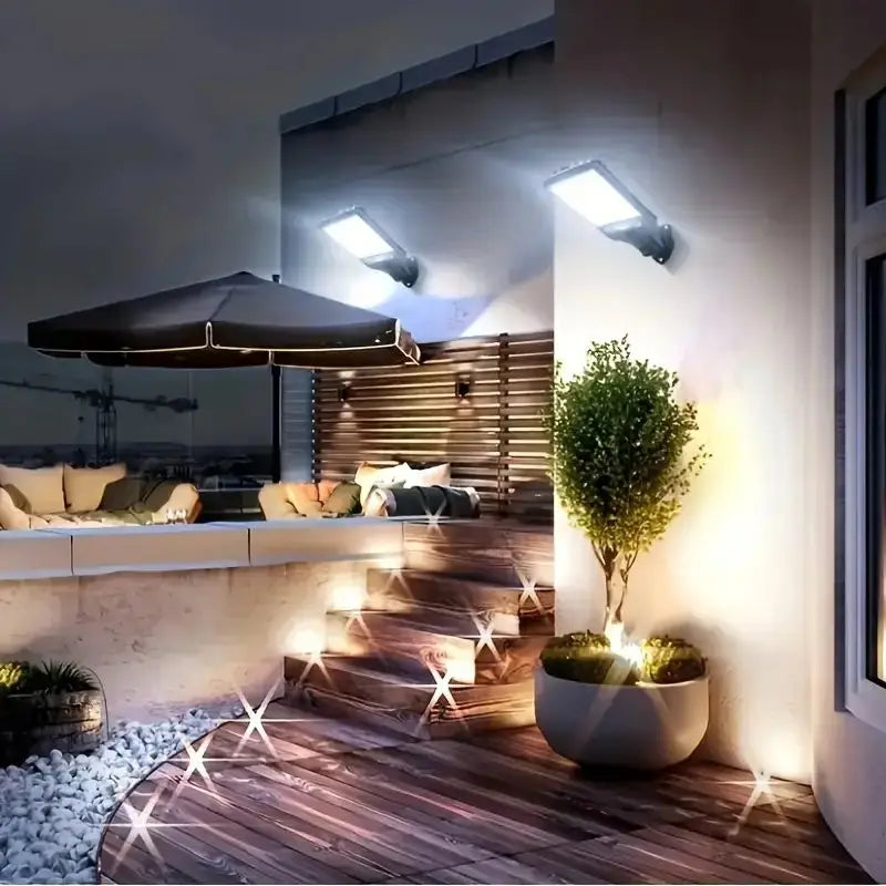 1/2/4-Pack Solar Street Lights, 108 COB LED Outdoor Wall Lights with Remote Control and Motion Sensor, Adjustable 3 Modes, Suita