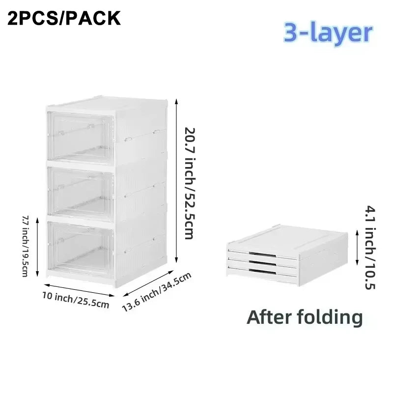 1x/2x Clear Shoes Cabinet Foldable Sneaker Shoes Storage Organizers Dustproof Thickening shoes Boxes High-top Shoe Rack Shelf