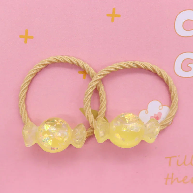 2Pcs/Set Halloween Gift Resin Strawberry Hair Accessories Colorful Hair Ties Children's Rubber Bands Kid Headband Scrunchies