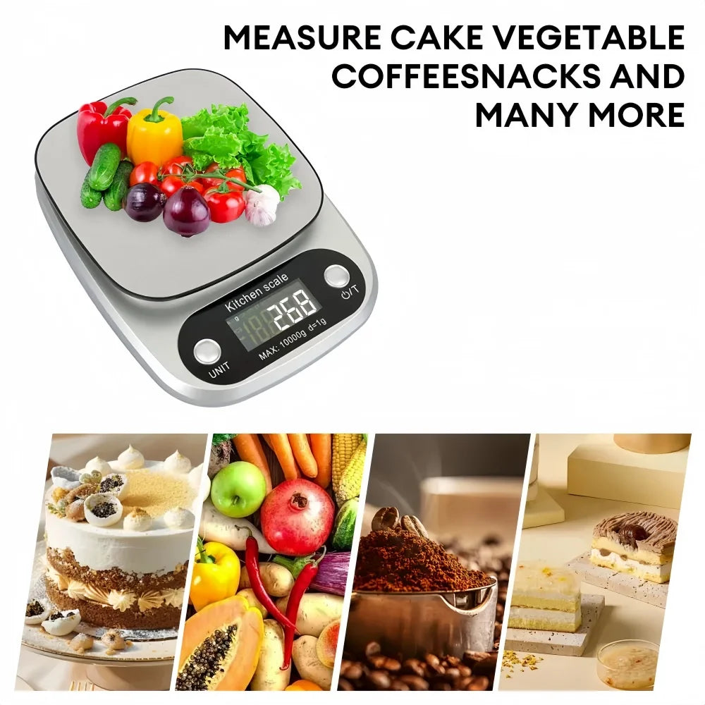 Digital Kitchen Scale 10kg/1g | LCD High Precision | Coffee Baking Jewelry Portable